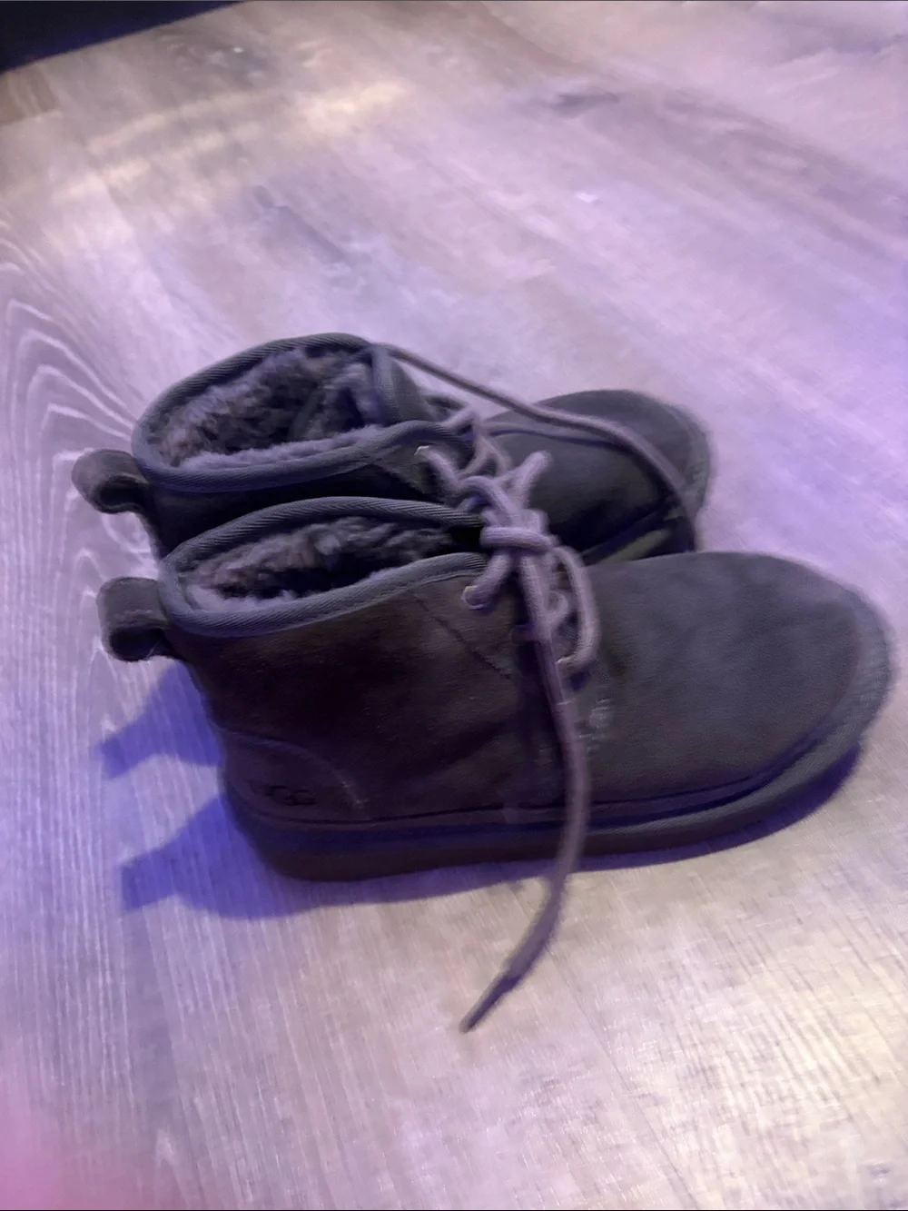 UGG Kids Dark Gray Lace-Up Suede Boots